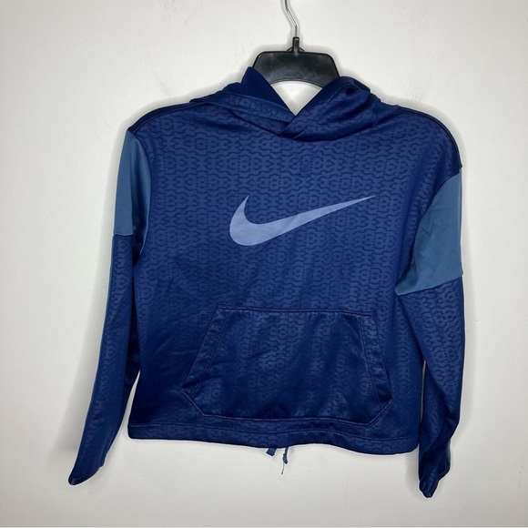 Nike dri-fit cropped sweatshirt hoodie blue size large - Picture 1 of 8